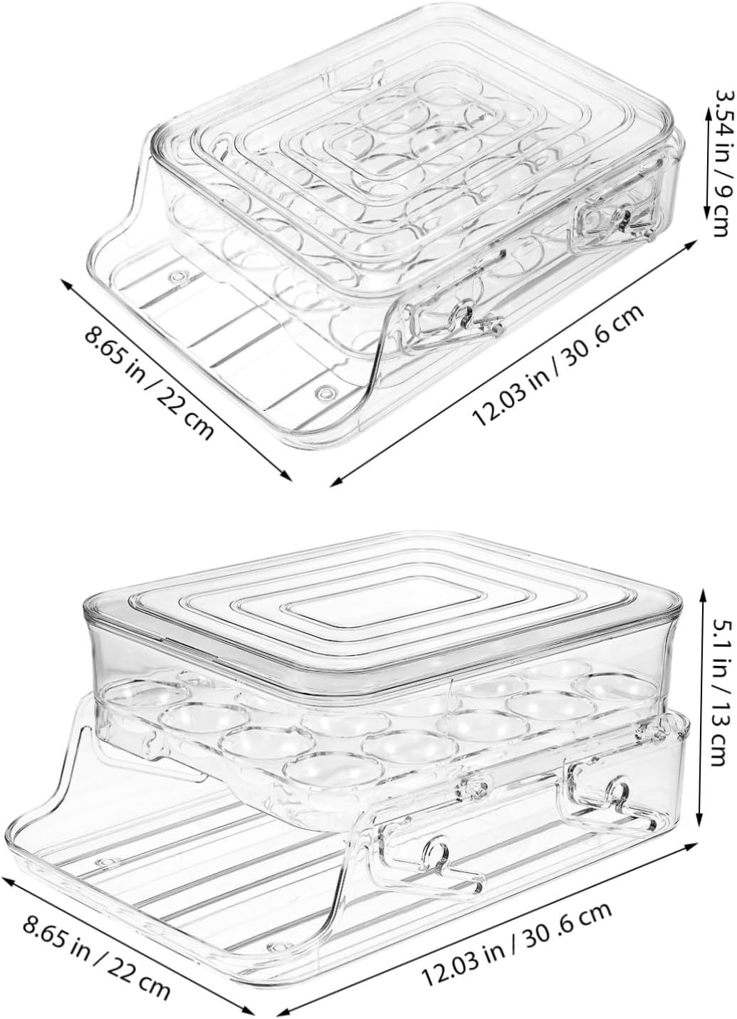 Ciieeo Egg Rolling Container Double Auto Rolling Egg Storage Box Fridge Organizer Food Storage Containers