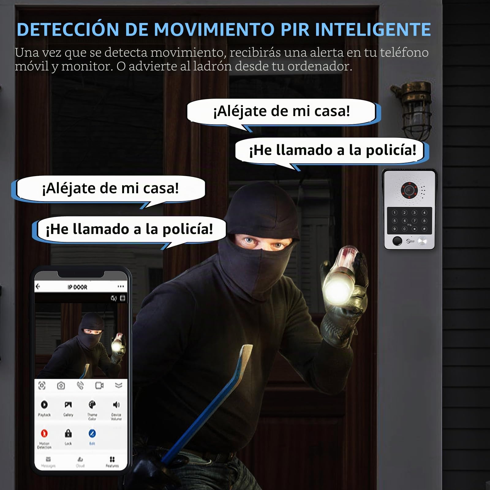 Videoportero con cable Sistema de intercomunicación de apartamentos,Monitor táctil de 10 pulgadas,Cámara HD 1080P Timbre,Huella dactilar,Tarjeta RFID,Desbloqueo por contrase (1 Timbre+3 Monitor)