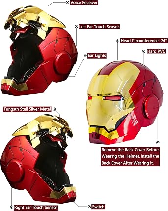 Iron MK5 Helmet Voice Control Cosplay Wearable Cosplay Electronic Open/Close LED Eyes 1:1 Mask Model