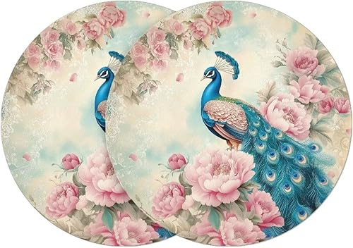 Miniatura 20 de Juego de 6 manteles individuales redondos resistentes al calor de mármol dorado de 15 pulgadas para decoración de mesa de comedor resistente al