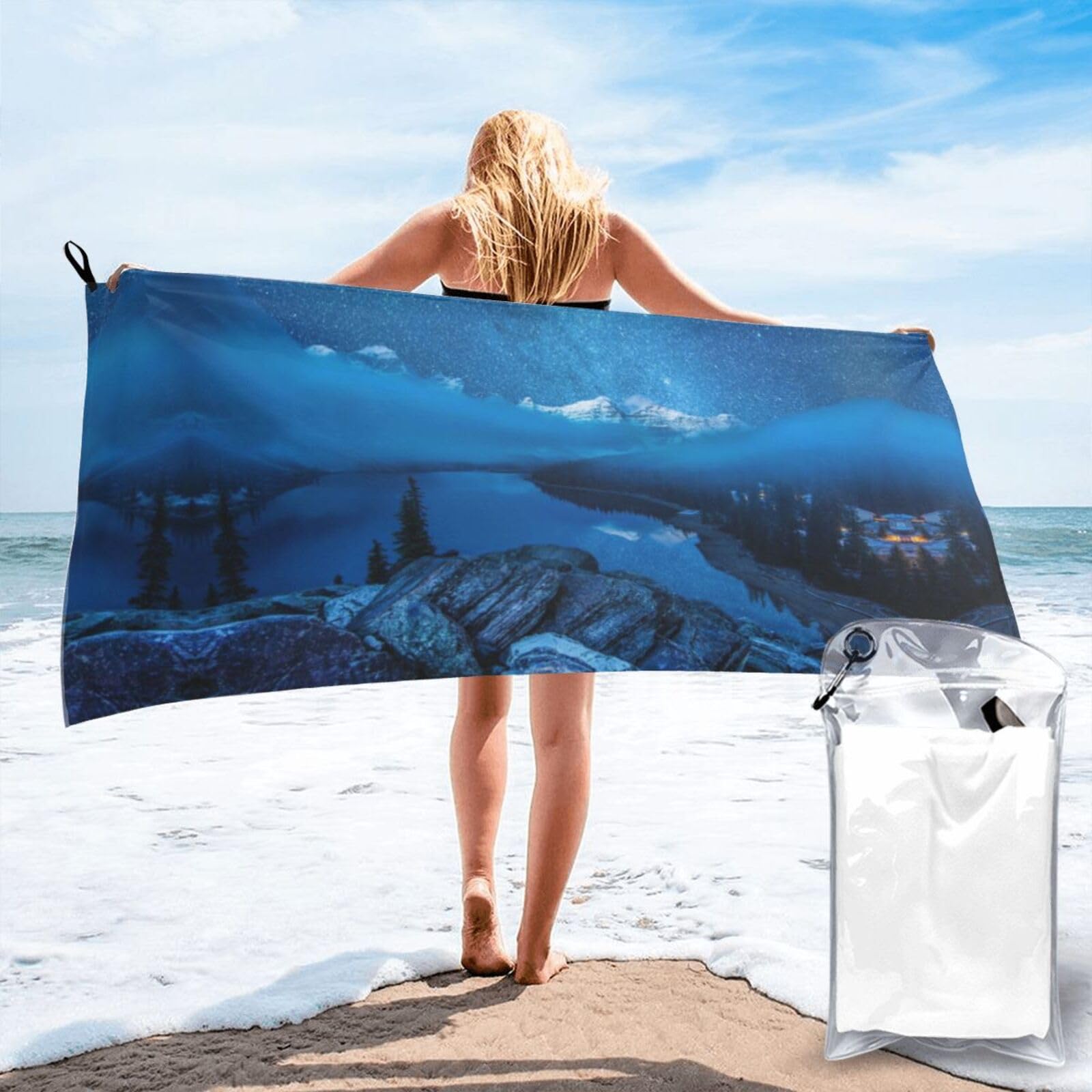 Serviette de voyage compacte et légère pour camping et gym grand format Moraine Lake