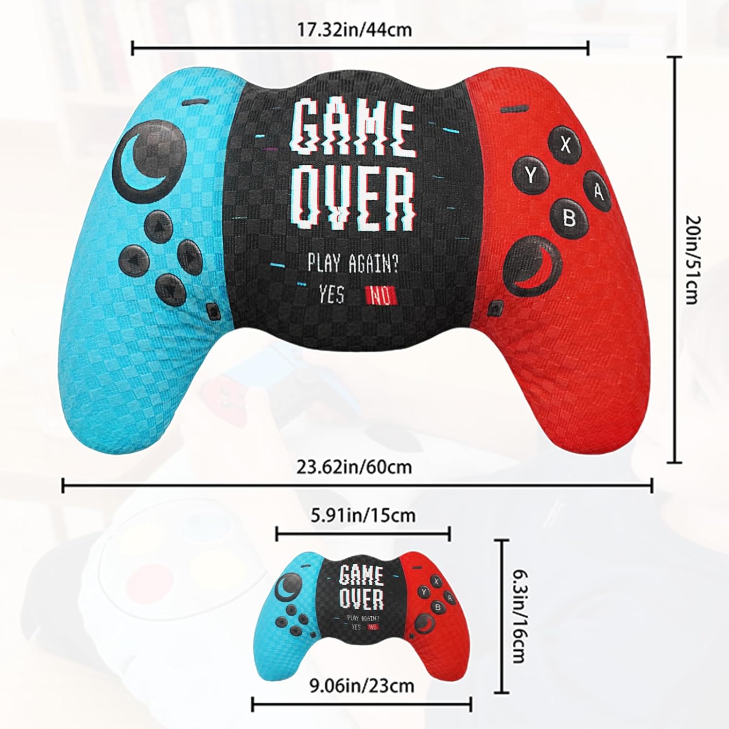 Cool Game Controller Plush Shaped Gaming Pillow for Boys, Super Soft Gamer Pillow for Room Decoration, Compact Arm Support Pillow Stuffed Gift Fits Adults Teens