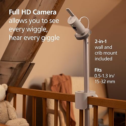 Miniatura 10 de Philips Avent - Monitor de bebé conectado premium, con cámara y aplicación de 1080p, seguimiento de la frecuencia respiratoria y sueño SenseIQ,