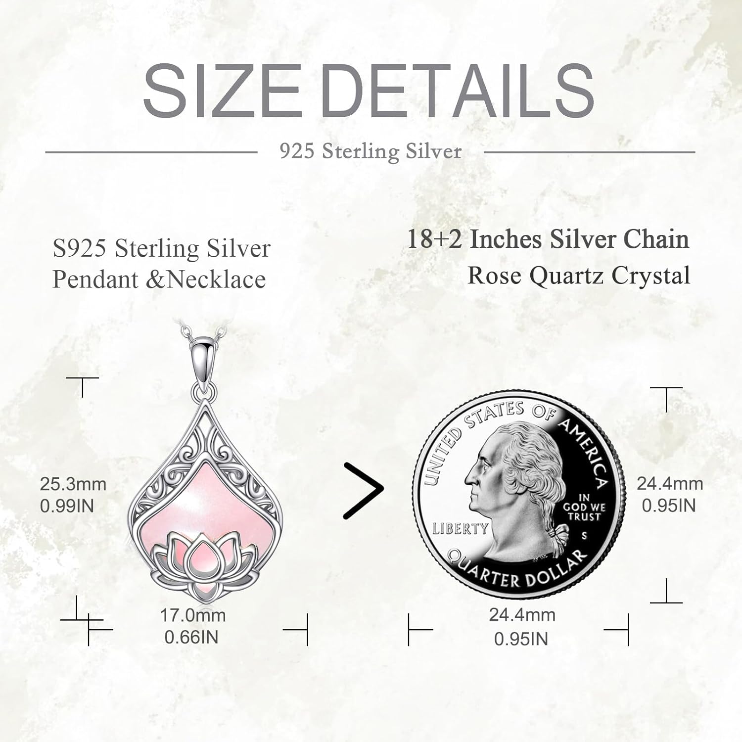 POPLYKE Lotus Flower Necklace for Women 925 Sterling Silver Teardrop Rose Quartz Moonstone Pendant Lotus Jewelry Gifts Birthday - Image 4