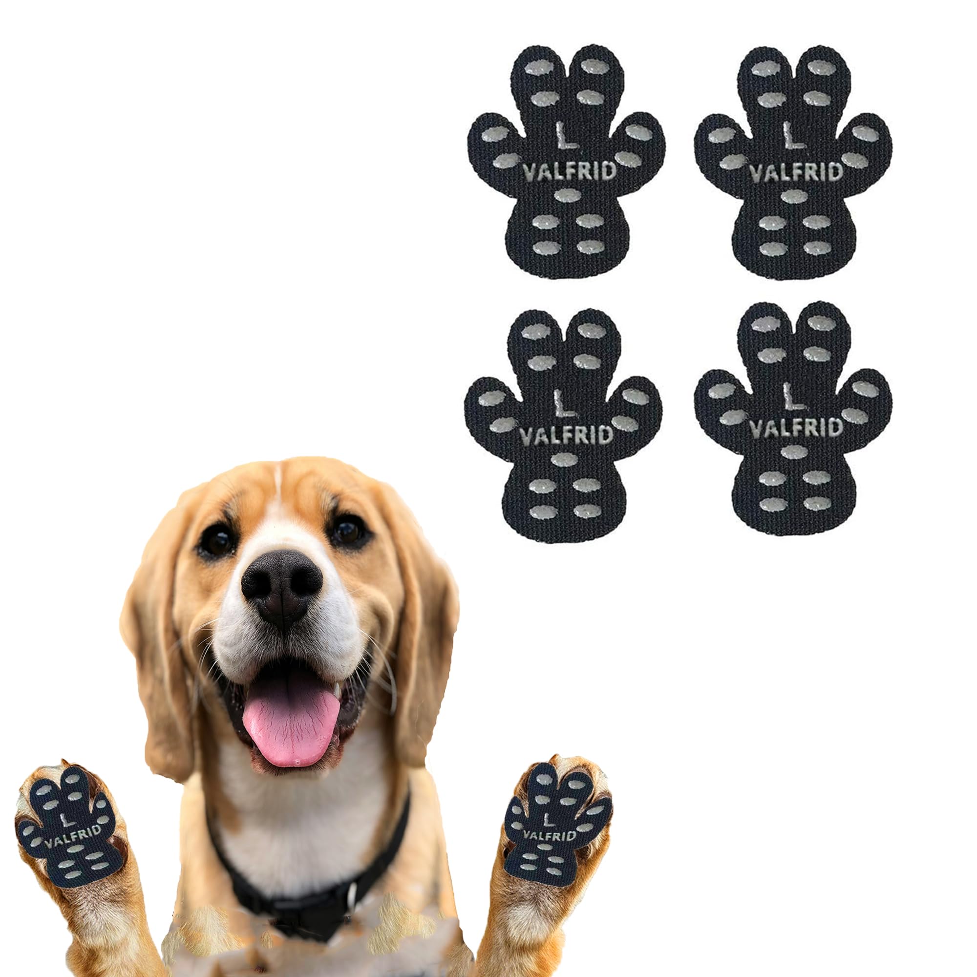 Photo 1 of ?VALFRID Dog Paw Protector Pads,15 Sets-60 Pads Anti-Slip Grips for Hardwood Floors,Best for Hot Pavement,Strong Self-Adhesive Traction Stickers for Senior Dog Essentials Black L
