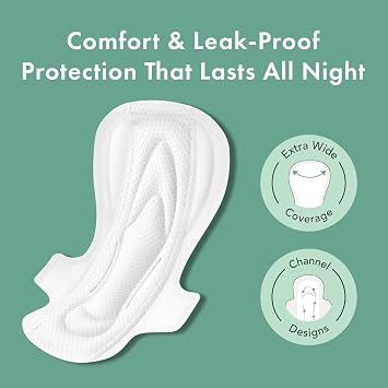 Rael Pads for Women, Organic Cotton Cover - Period Pads with Wings, Feminine Care, Sanitary Napkins, Ultimate Absorbency, Postpartum, Unscented, Ultra Thin (Extra Long Overnight, 12 Count)