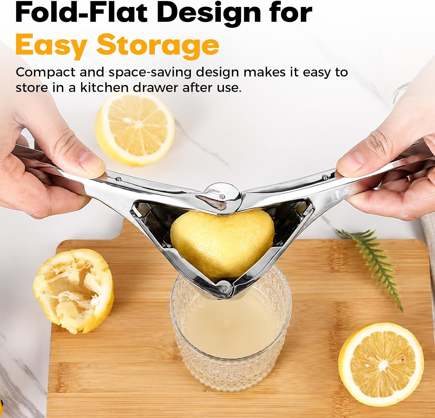 Lemon Squeezer Stainless Steel, Easy-Squeeze Fold-Flat Citrus Juicer