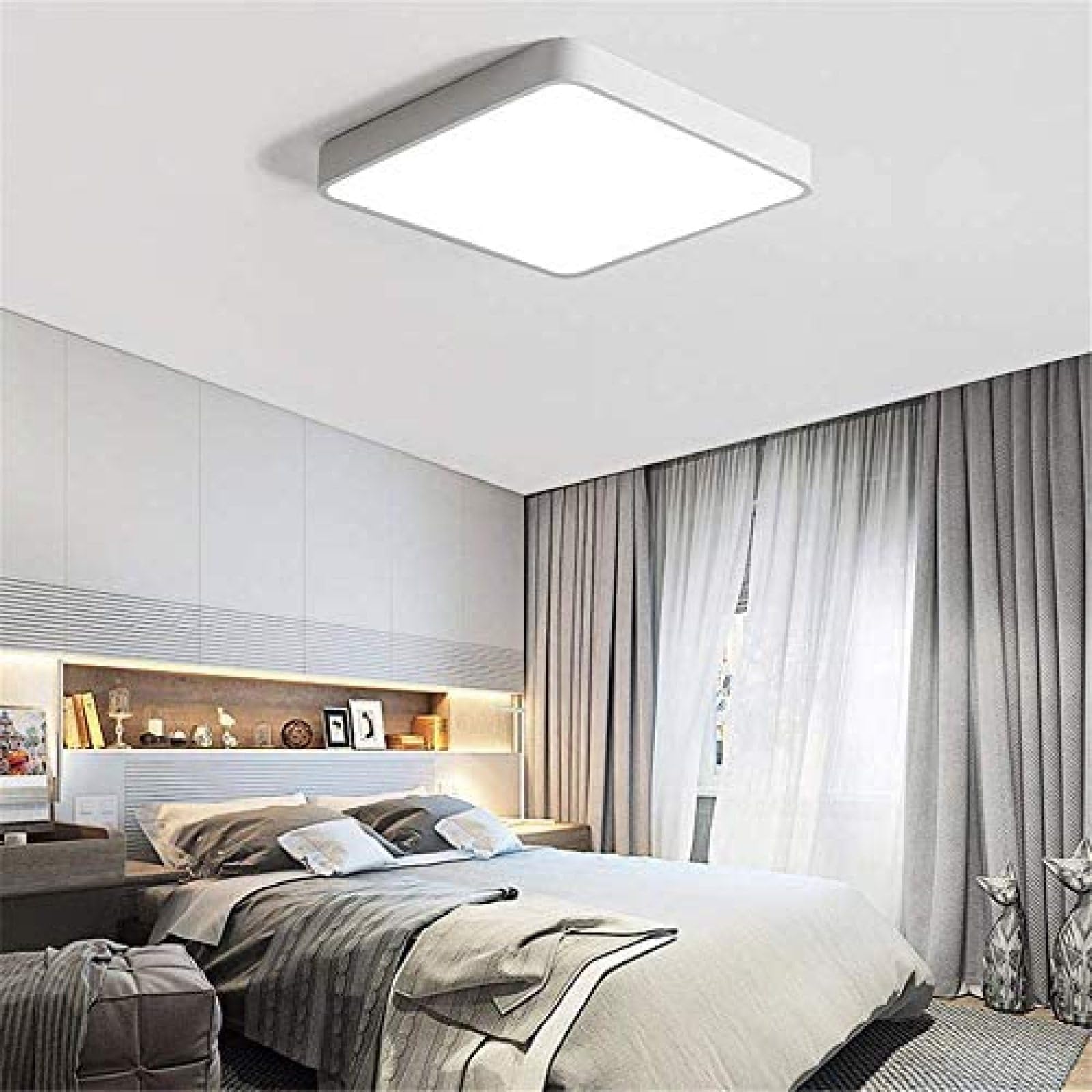 Nowoczesna Lampa Sufitowa LED Z Możliwością Przyciemniania, 120 W, 10200 Lm, 3000-6500 K, Ultracienka Kwadratowa Lampa Sufitowa Z Pilotem, Odpowiednia Do Łazienki, Sypialni, Kuchni, Salonu,Biały,