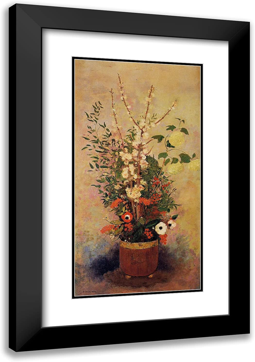 ArtDirect Redon, Odilon 16x24 Gold Ornate Framed Art Print with Double Matting Titled: Branches of a Flowering Apple Tree