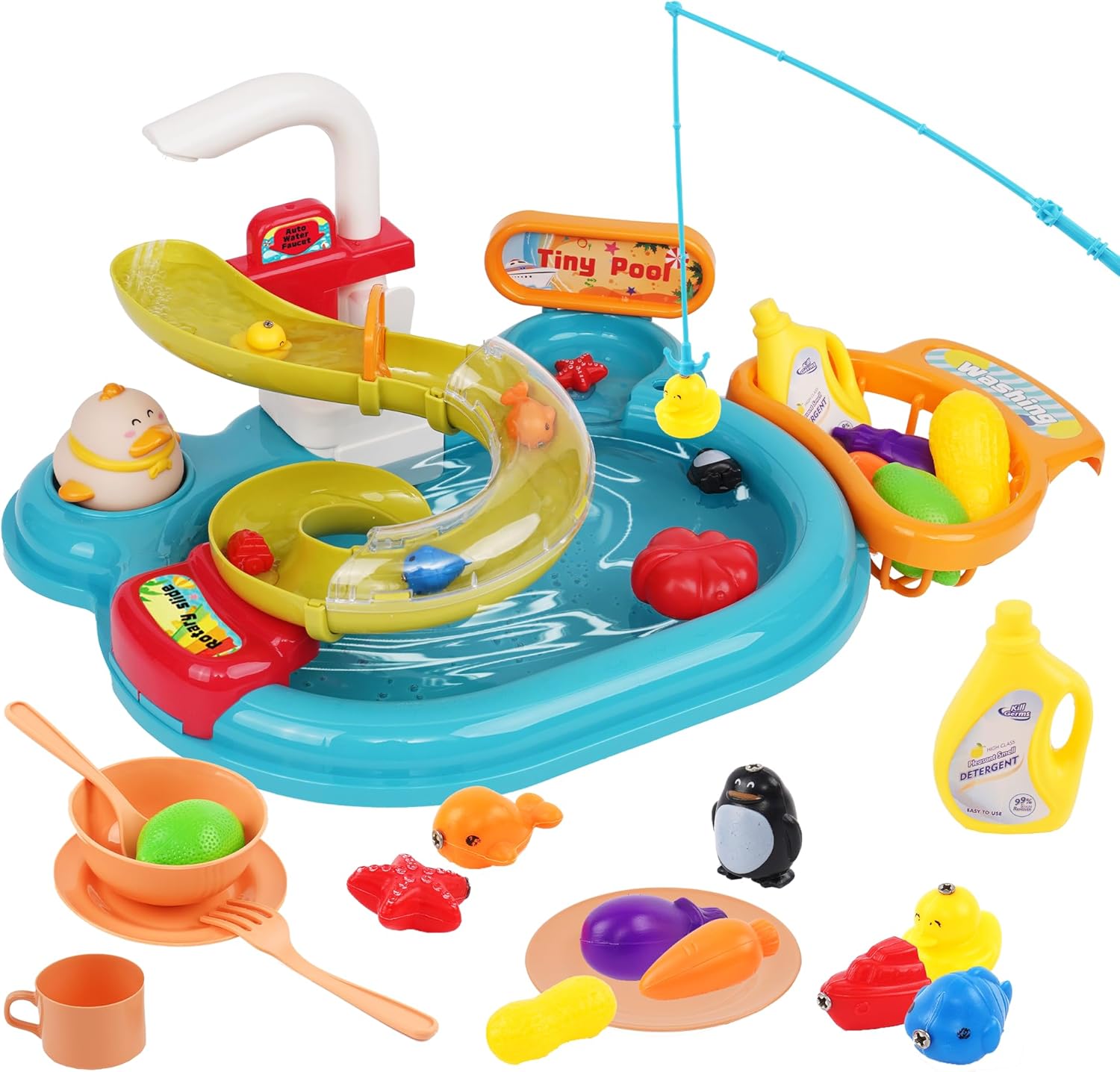 Eapura Kids Kitchen Sink Toy Set, Kitchen Sink Toy with Upgraded