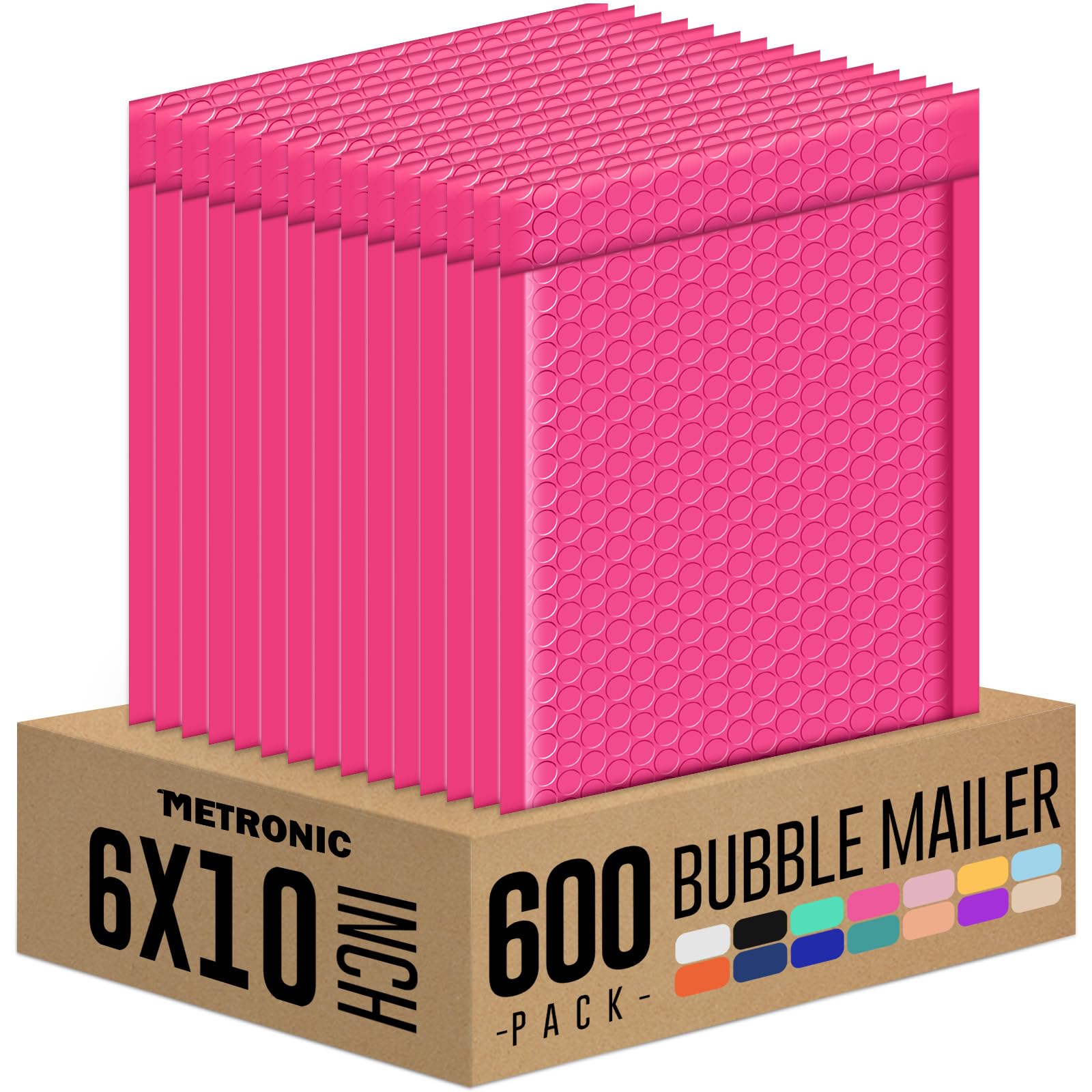 Metronic Bubble Mailers 6x10 600 Pack Pink Padded Mailers