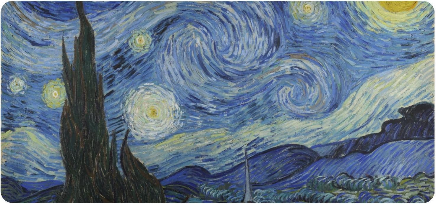 Mouse Pad Desk Mat Leather Desk Pad Large Gaming Desk Cover Protector Mat for Keyboard Computer Laptop Office Waterproof 35.4 x 16.5 Inch Van Gogh Starry Night