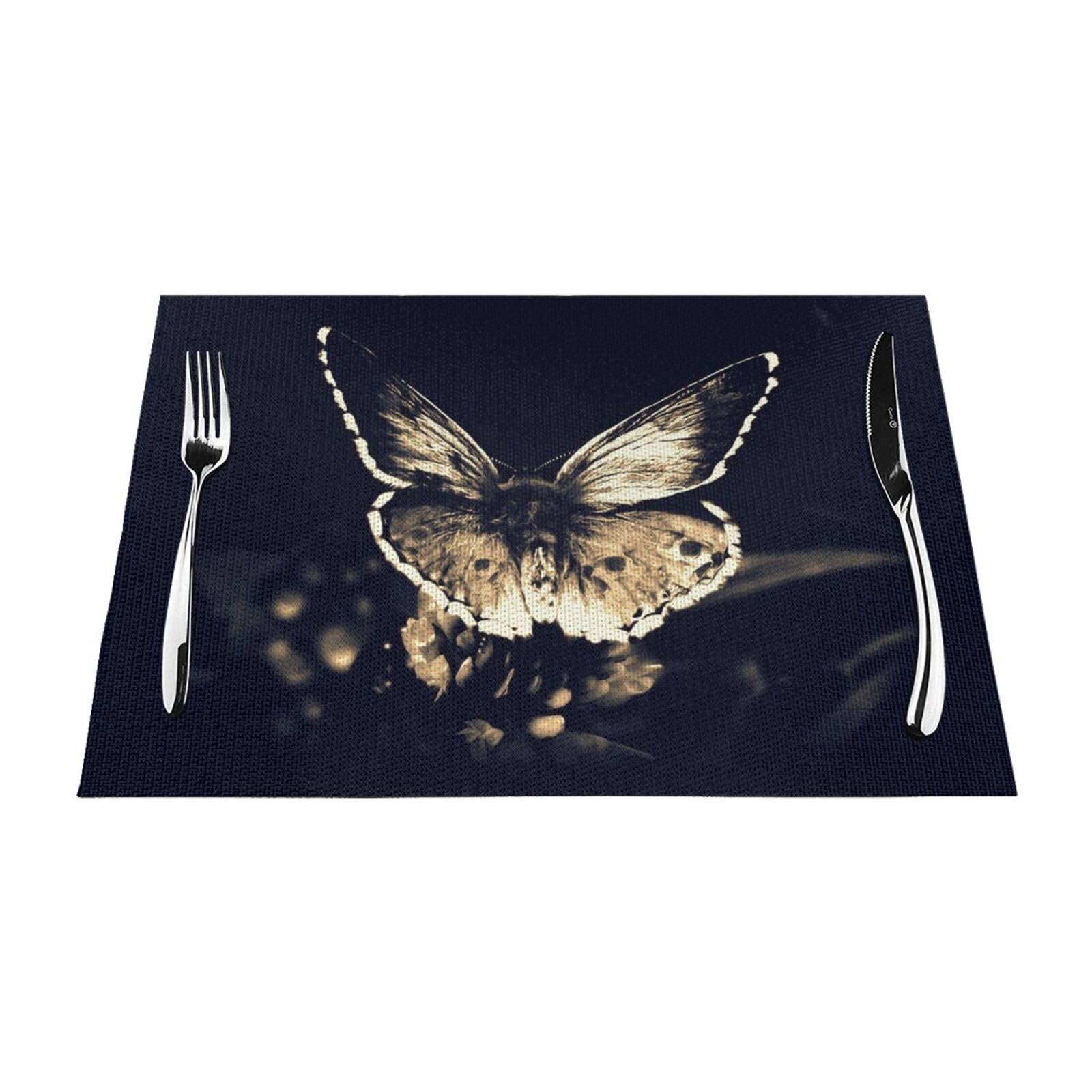 PVC Placemat Set of 1 PCS, 45x30 CM, butterfly wings Printed Non-Slip Heat Resistant Place Mats for Kitchen Dining Table Indoor Outdoor