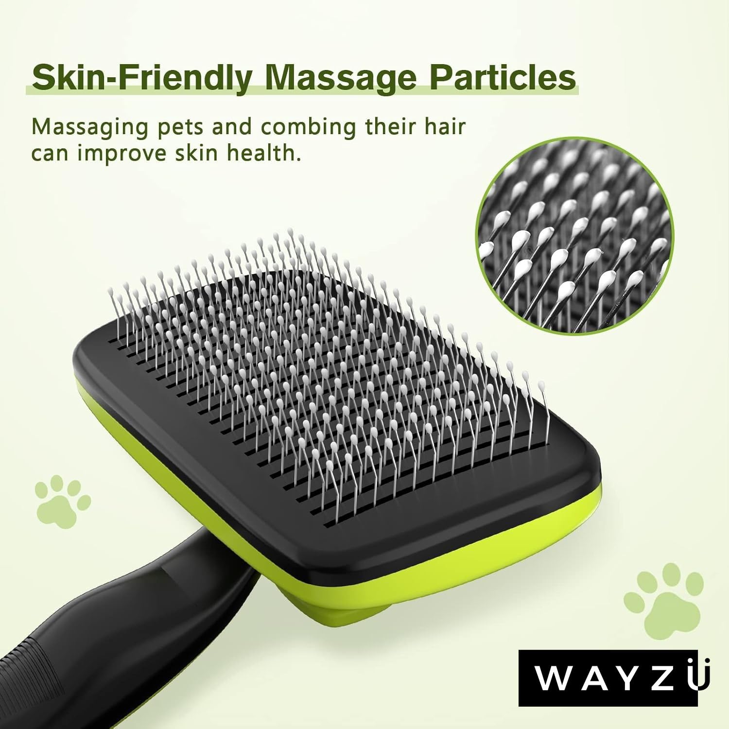 Wayzu® Self Cleaning Slicker Brush for Cat and Dog,Anti Slip Handle,Pet Hair Remover Brush for Shedding & Grooming,Smooth Handle - Image 3