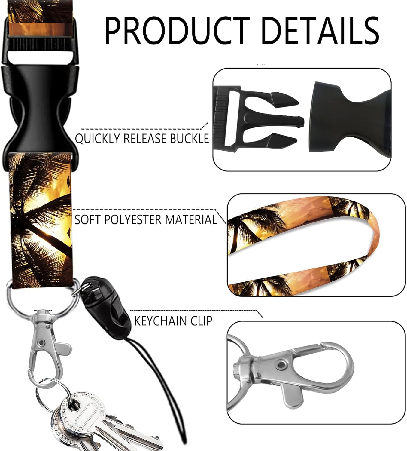 ID Badge Holder with Breakaway Lanyard, Retractable Badge Reel,Lanyards for Id Badges，Work Name Tag Breakaway Lanyard ID Card Protector Case for Teacher Nurse Work Office(Tropical Tree) - Image 6