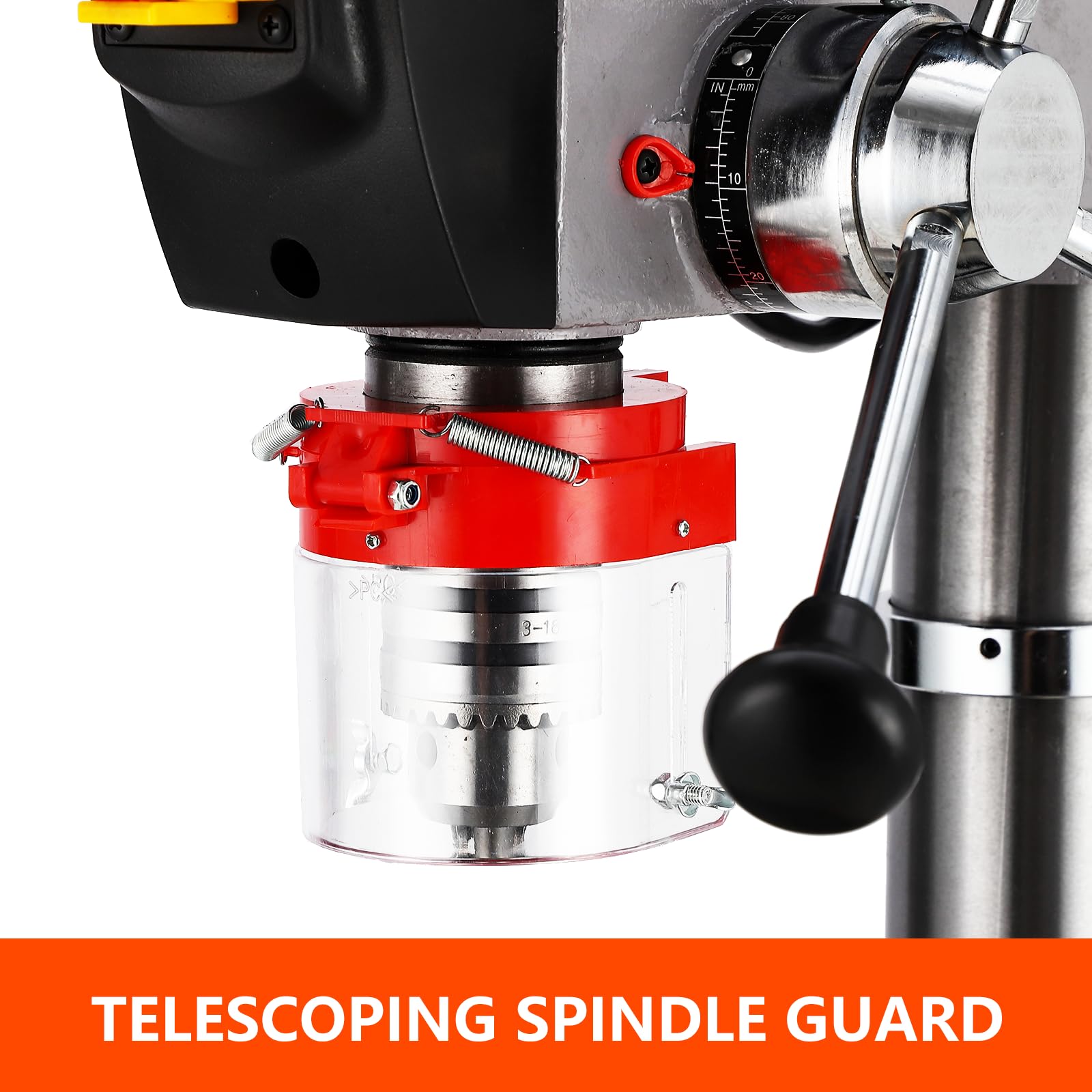 17 in Floor Drill Press, CuisinAid 12 Amp 120V Pure Copper Motor, 200-3630 RPM Variable Speed Cast Iron Bench Drill Press, 0-45° Tilting Worktable, Tabletop Drilling Machine for Wood Metal