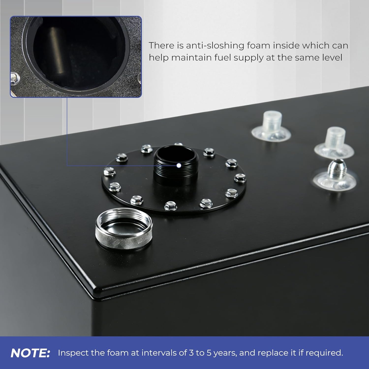 17 Gallon Fuel Cell with Cap Level Sender 12FT Oil Feed Line Street Drift Aluminum Black