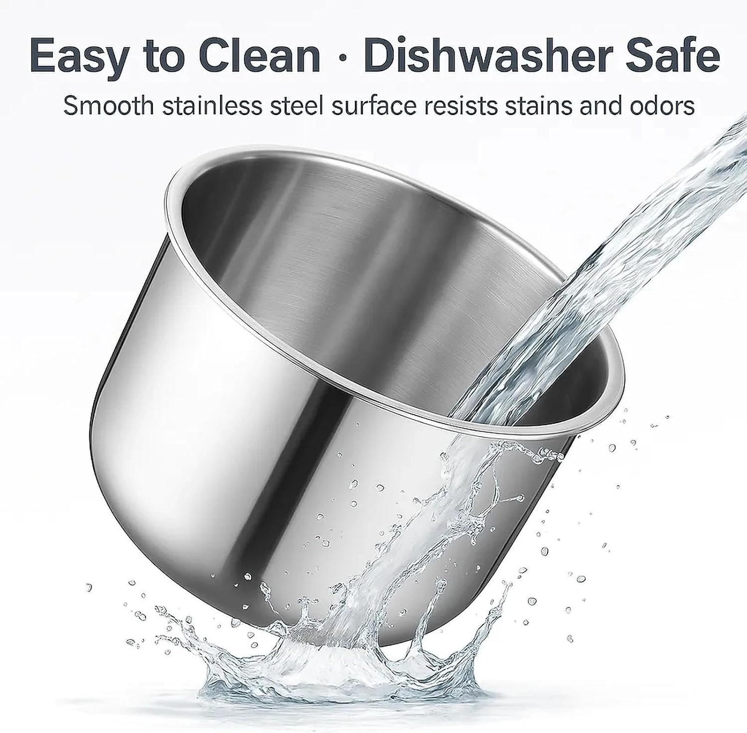 Stainless Steel Inner Pot 6 Quart Compatible with Instant Pot, 3-Ply Bottom Replacement Pot for 6 Qt Models, Food Grade 304 (18/8), Dishwasher Safe Replacement Parts, No Coating