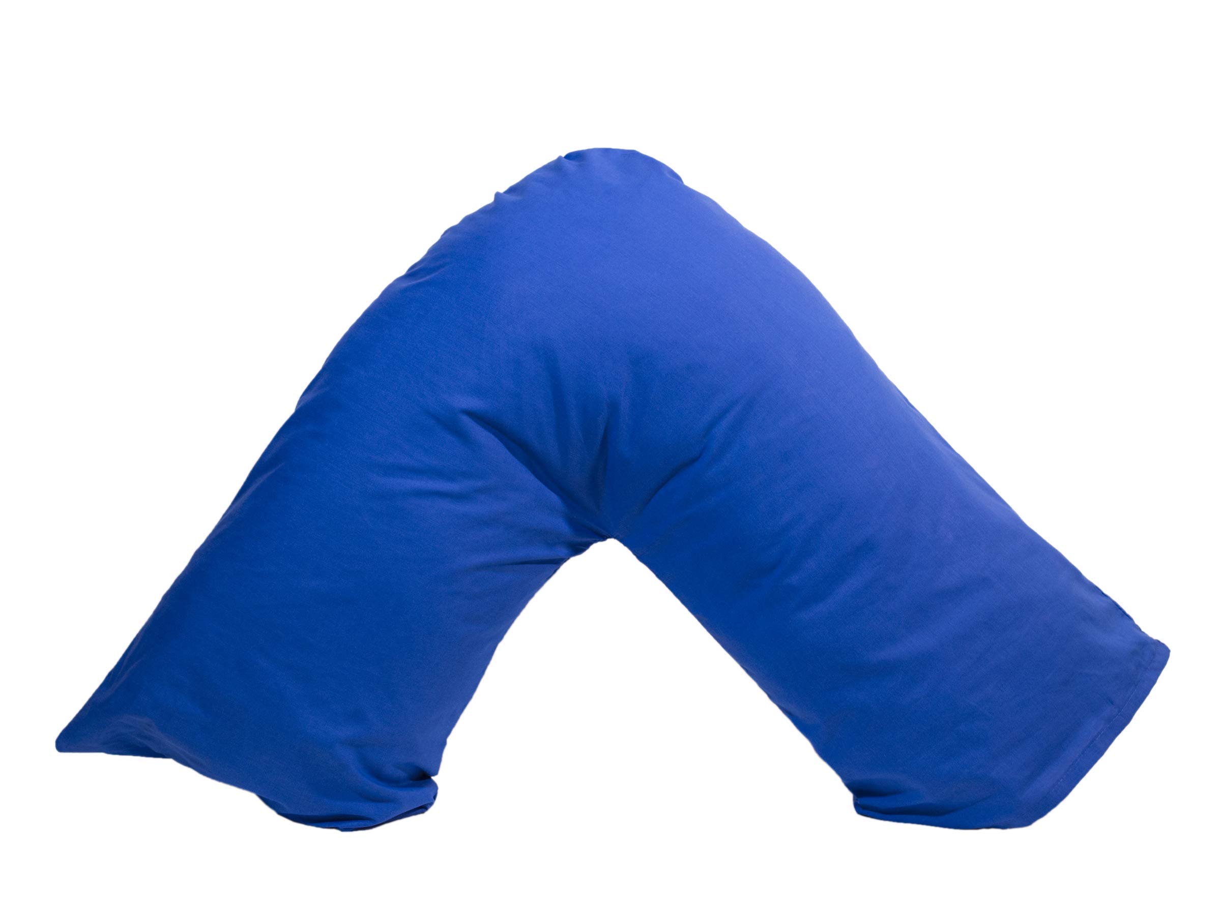 AR V Shaped Pillowcase Polycotton Back & Neck Support V Orthopedic Nursing Pillow Case (Royal Blue)
