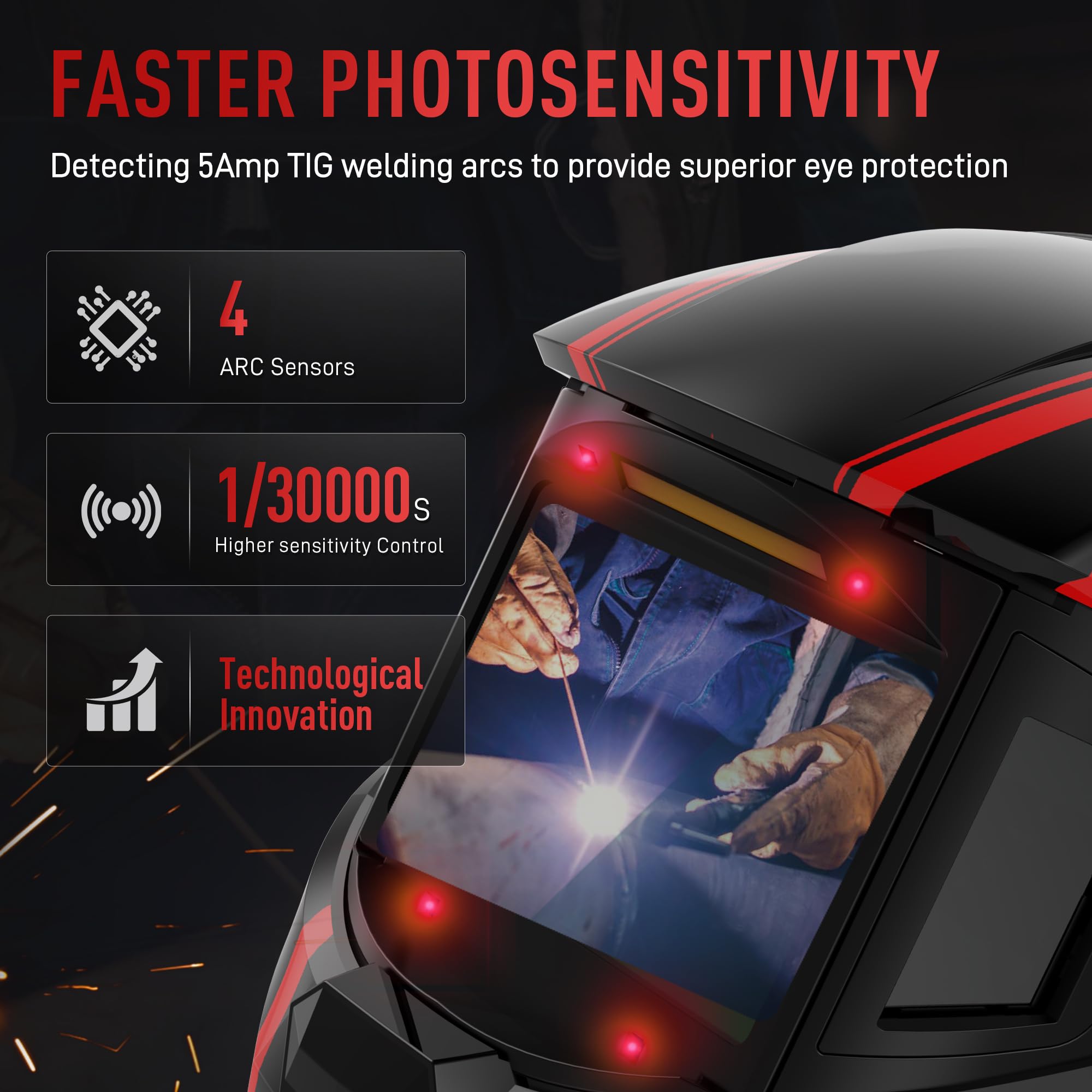 ANDELI Digital Auto-Darkening Casque de soudage | Champ de Vision panoramique de 18,3 x 8,1 cm + True Color | Charge Rapide USB-C | Protection DIN16 UV/IR | pour MIG/MAG, Wig, E-Hand, meulage, Coupe