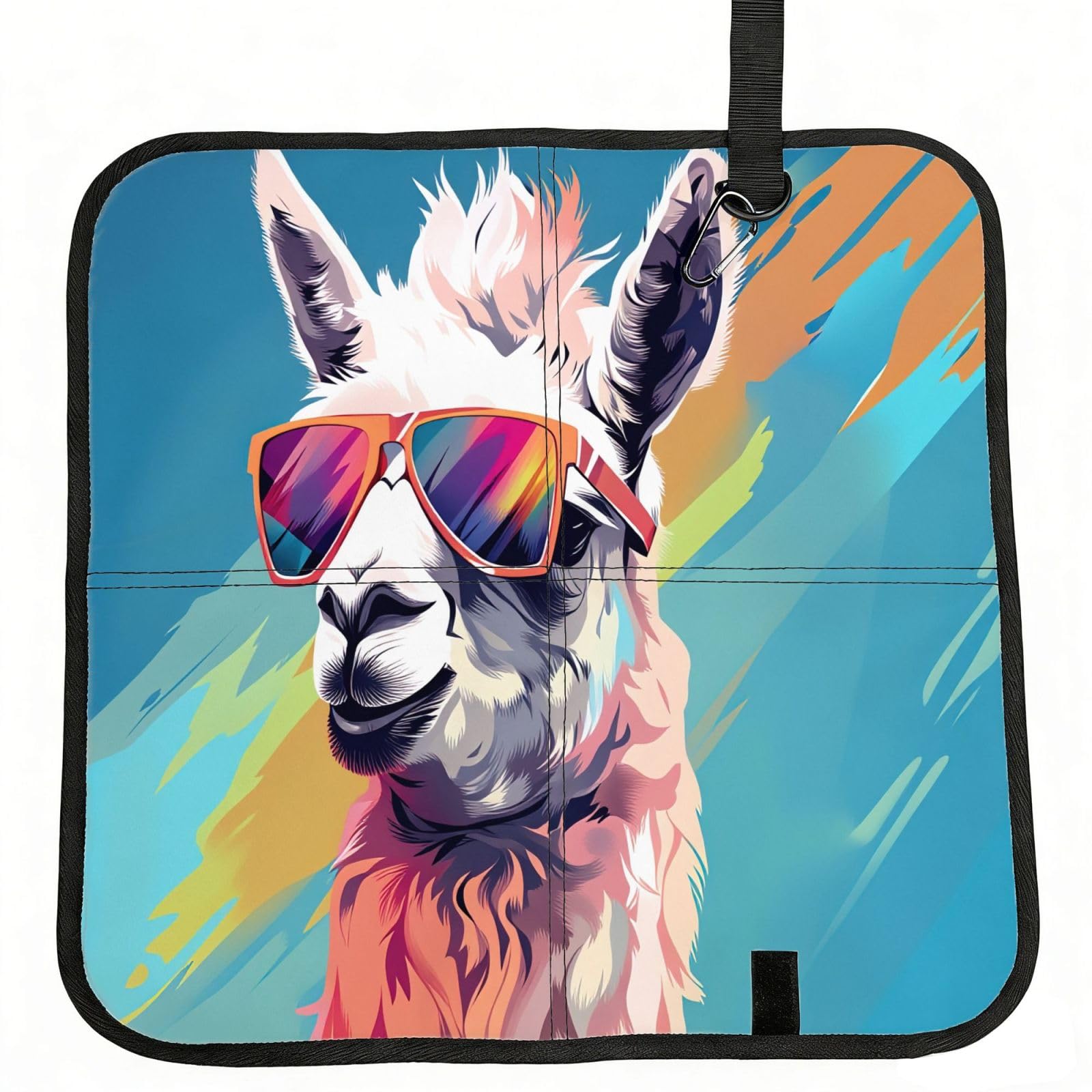 SDEGTHO Llama Print Padded Seat Pad Folding Cushion Waterproof Bench Mat Portable Outdoor Rest Mat 15.8"