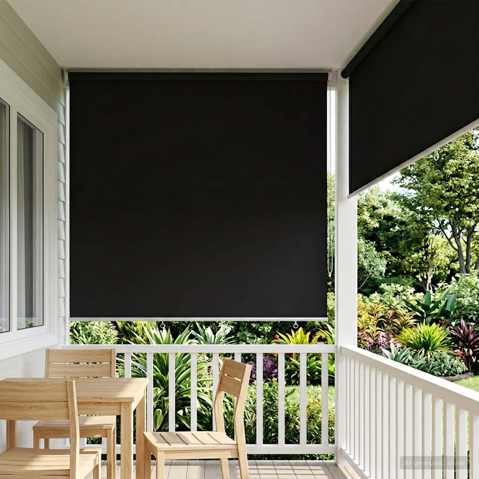 Tenda avvolgibile in poliestere nero con protezione UV | Montaggio a parete o soffitto, controllo termico, privacy, per soggiorno o serra