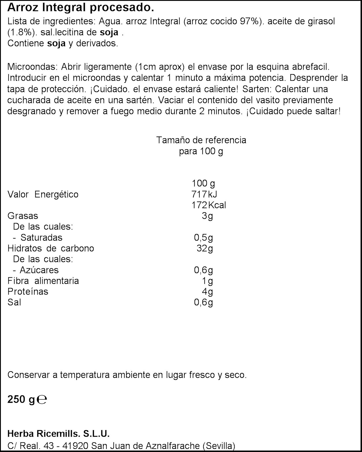 Brillante - Arroz integral 250 gr - Pack de 8 (Total 2000 grams)