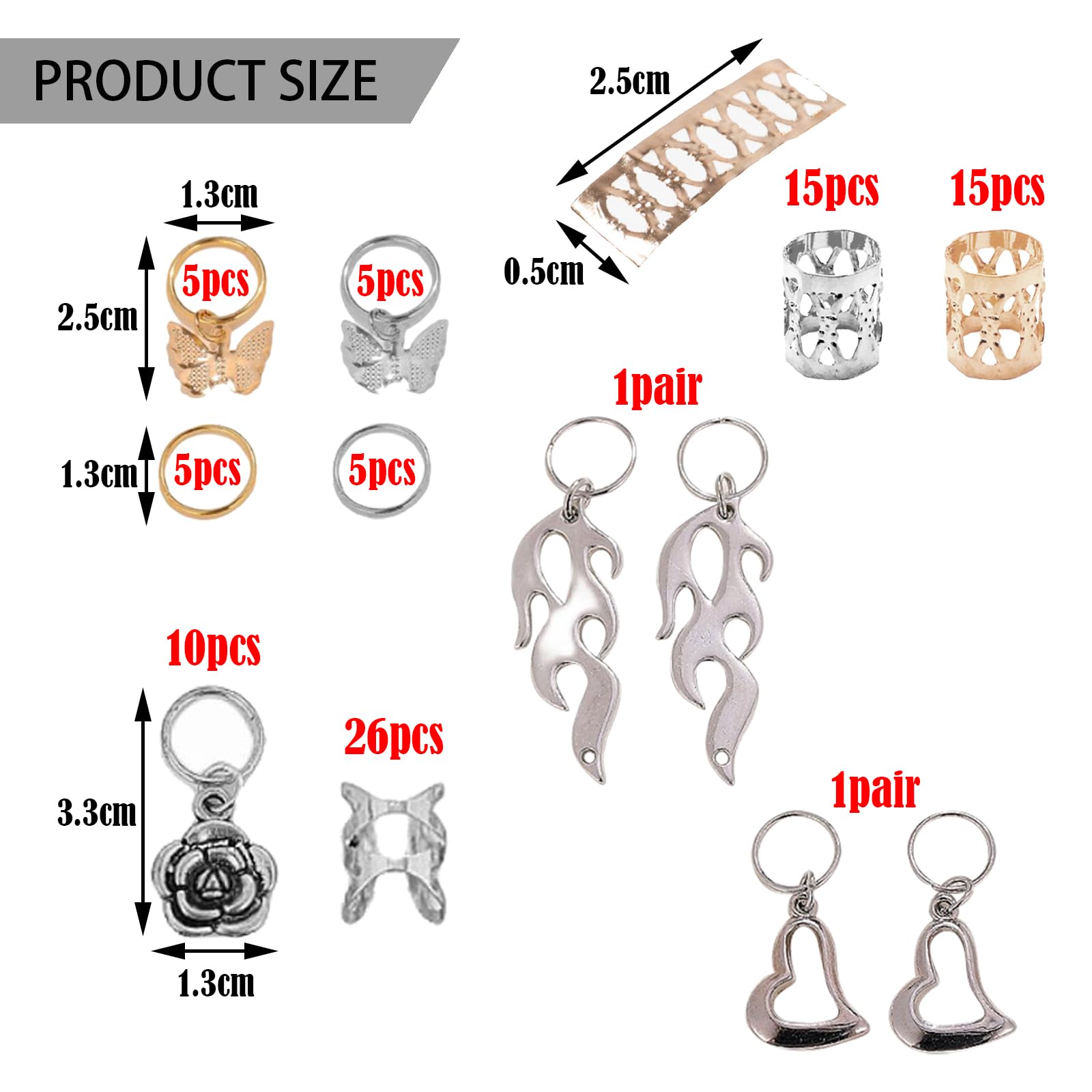 TUKEVA 9 Pcs teschio dreadlocks perline capelli norreno perline pirata Vichinghe Capelli Treccia Accessori per accessori fai da te Trecce,Decorazione Uomini Donne (Argento antico - teschio