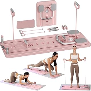 Pilates Board - 2025 Conjunto de Máquina Reformadora de Pilates Dobrável Atualizado para Casa Equipamento Multifuncional de Pilates Rolo Abdominal Rebote Automático Treino em Casa (Rosa)