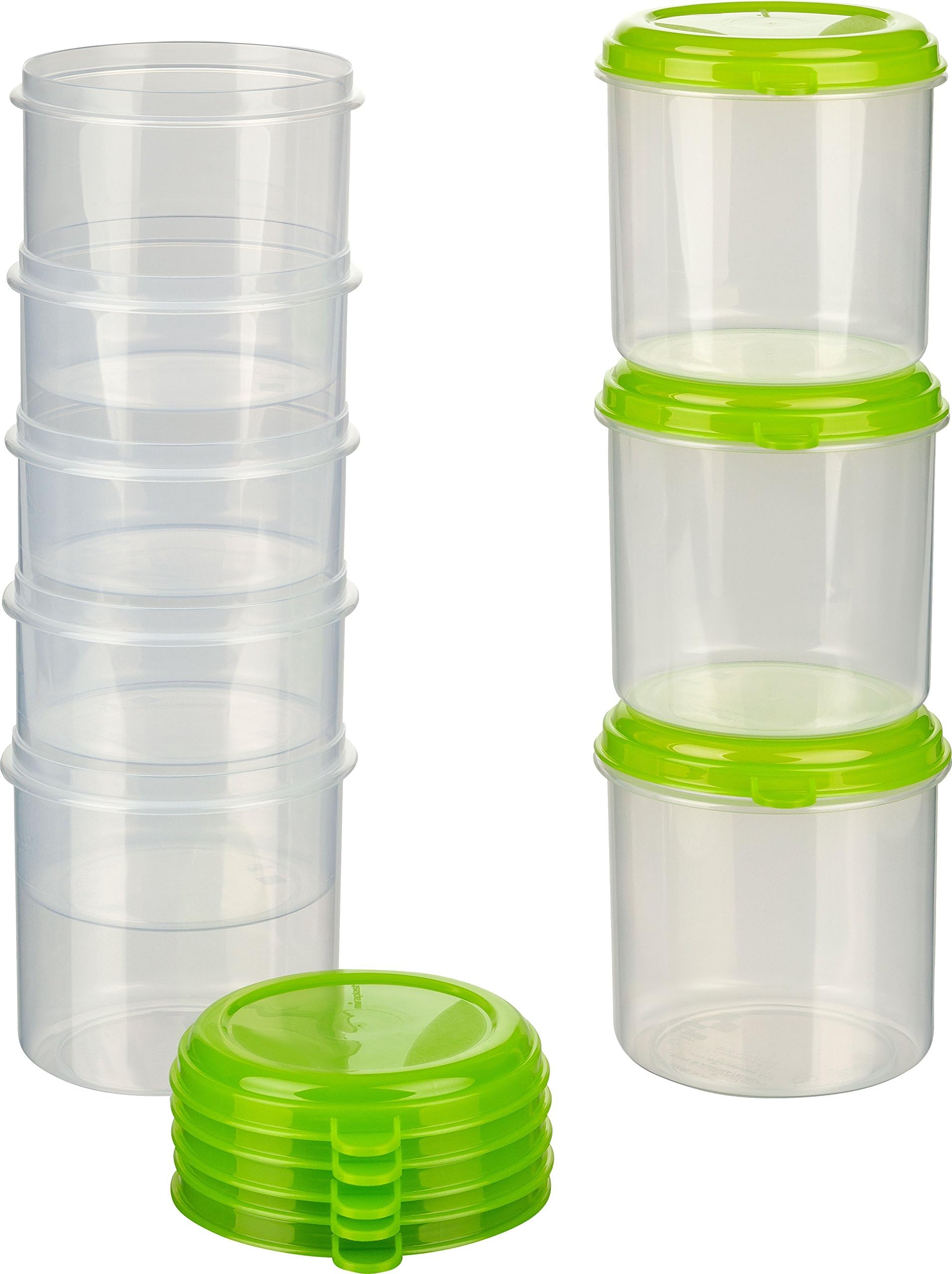 MiraHome food storage container, freezing container, green, Austrian quality (0.75l Round High (8 Pcs))