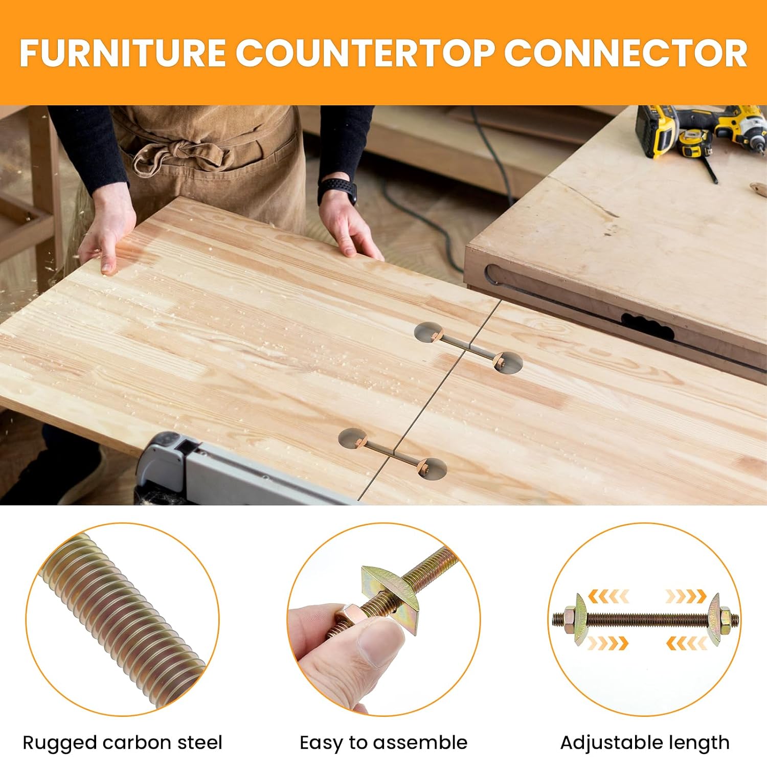 4 Sets M8x100mm Countertop Connector Bolts