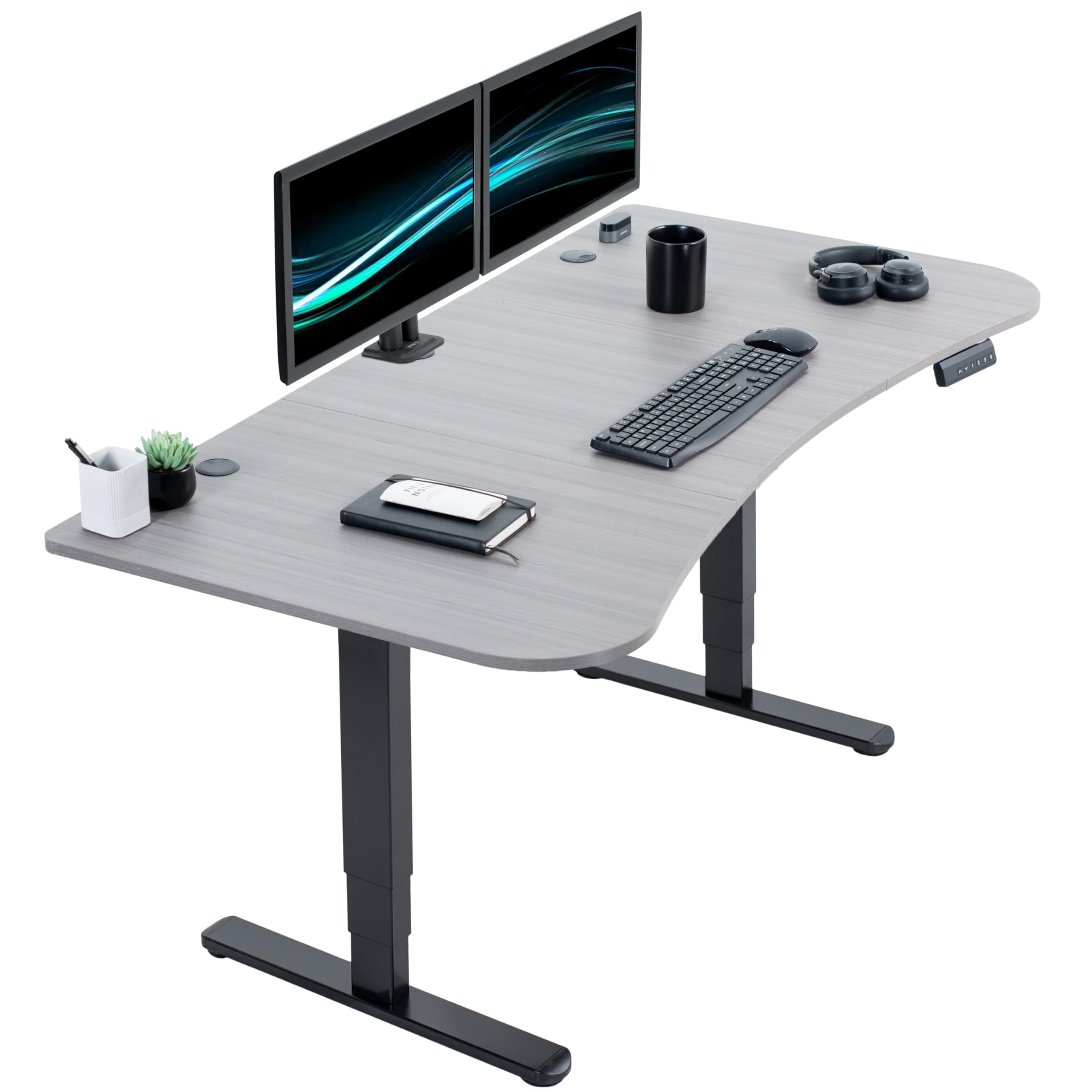 VIVO Electric 63 x 32 in Dual Motor Standing Desk, Memory Height Adjustment, 2B Series, Dark Gray Top Black Frame, DESK-KIT-2B1G