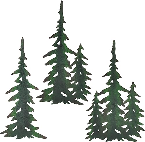 wotieuns Decoración de árbol de pino para pared, decoración de pared de metal para exteriores, decoración de casa de campo y bosque