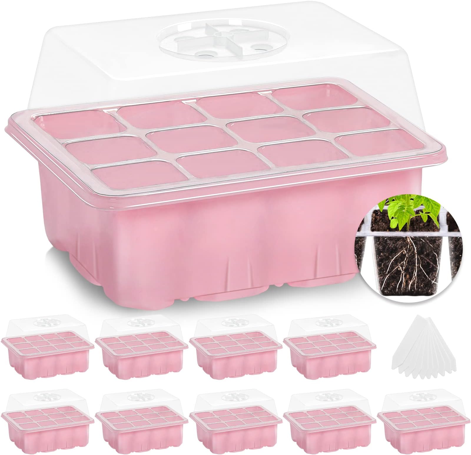 15 Packs Seed Starter Tray, Seed Starting Kit with Humidity Dome, Seeding Starter