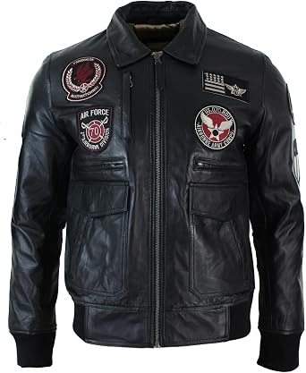 TruClothing Mens Bomber Jacket Outwear Windproof Winter Air Force Flying Real Leather Jackets Coat