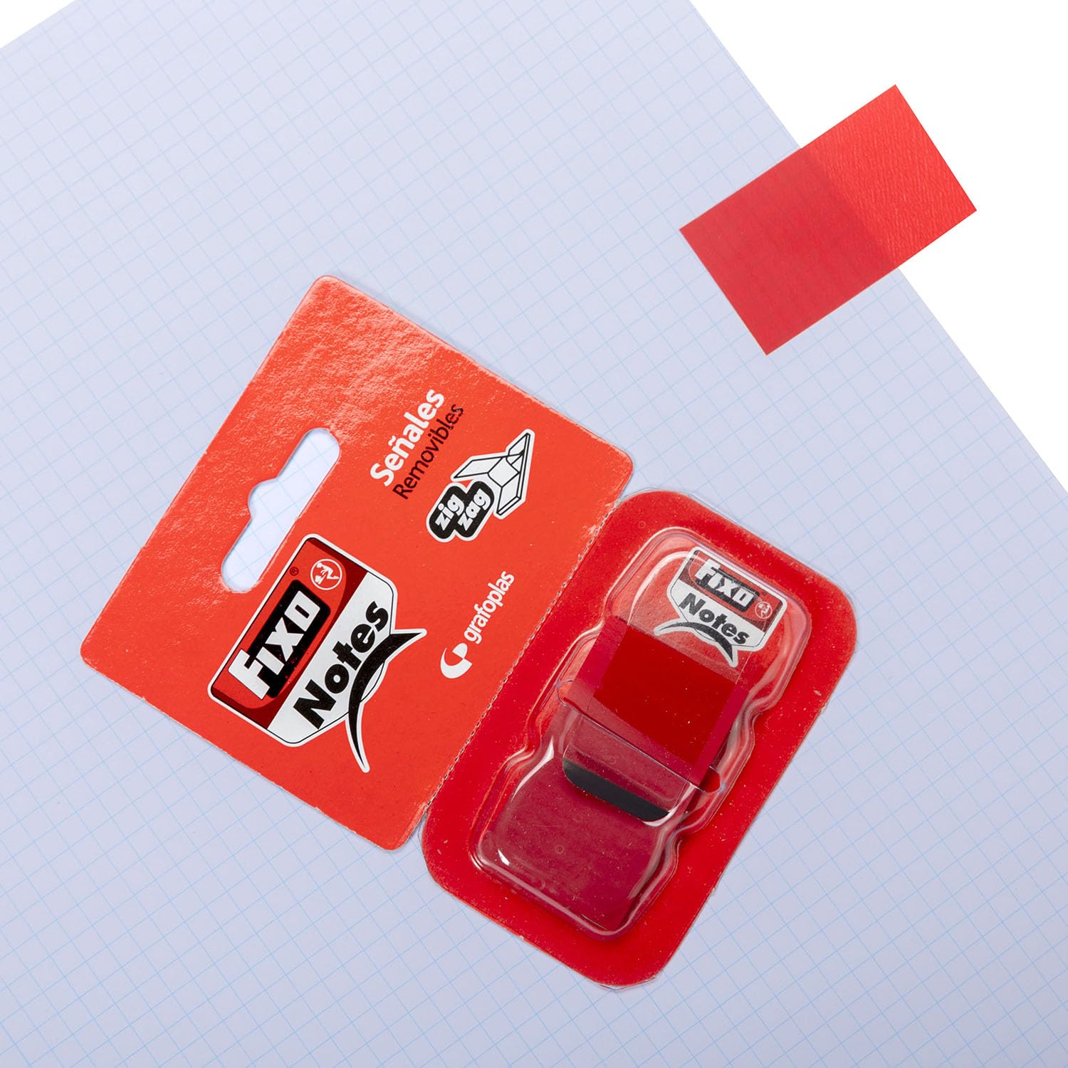 Fixo Notes 65006651. Marcadores Adhesivos con Dispensador, Rojo, PET, 25x43mm