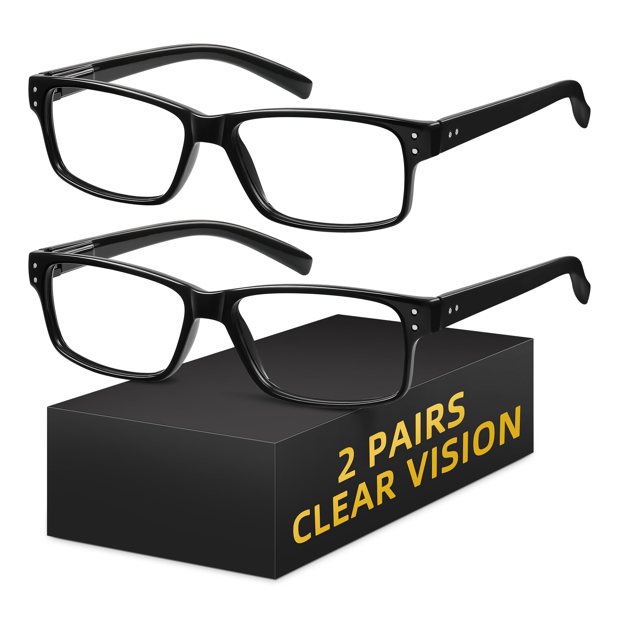 XVXV 2 Pairs 2 0 Reading Glasses Blue Light Blocking Readers for Men Women Anti Eyestrain UV Lightweight