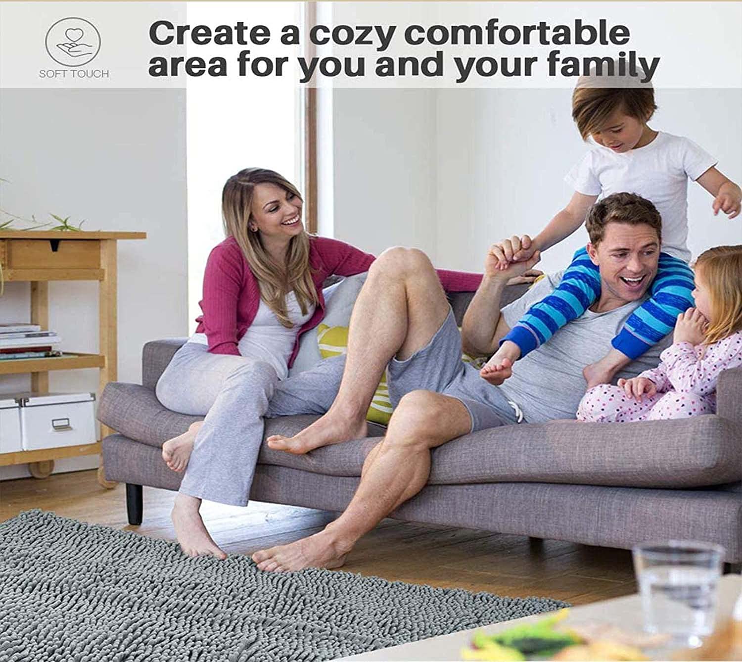 Tapis de bain extra large antidérapant en microfibre – Tapis de douche doux et lavable pour salle de bain, chambre à coucher et entrée – Tapis de bain moelleux pour un confort ultime
