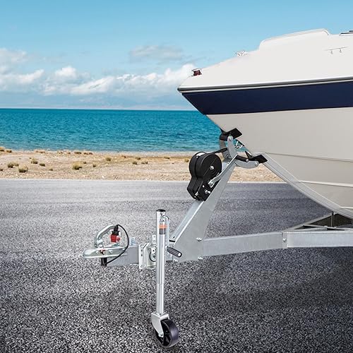Miniatura 8 de VEVOR Gato de remolque de 1000 libras con rueda, gato giratorio de remolque de barco resistente, elevación de 10 pulgadas, gato de lengüeta de