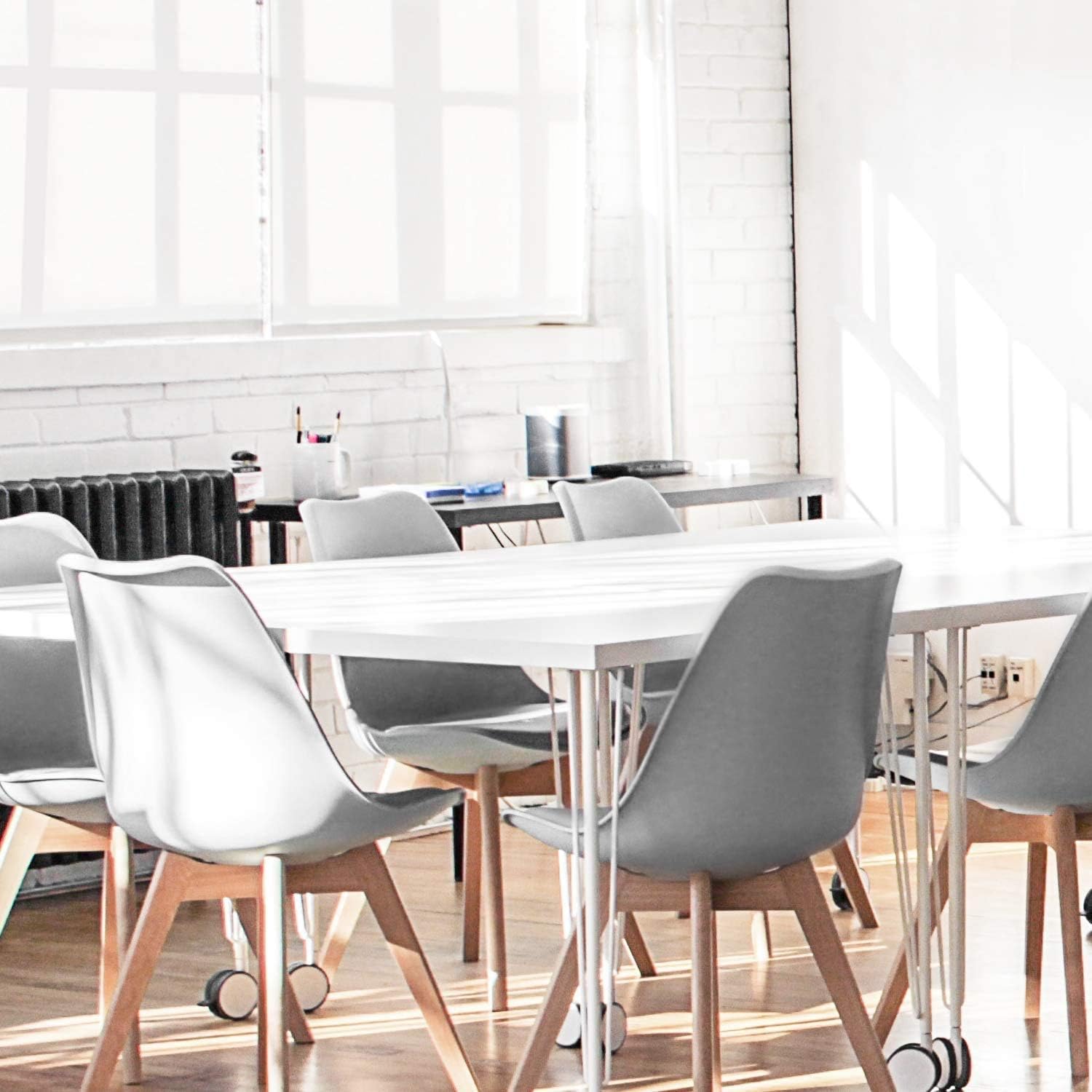 Furmax Mid Century Modern DSW Dining Chair Upholstered Side Chair with Beech Wood Legs and Soft Padded Shell Tulip Chair for Dining Room Living Room Bedroom Kitchen Set of 4 (Gray) - Chairs