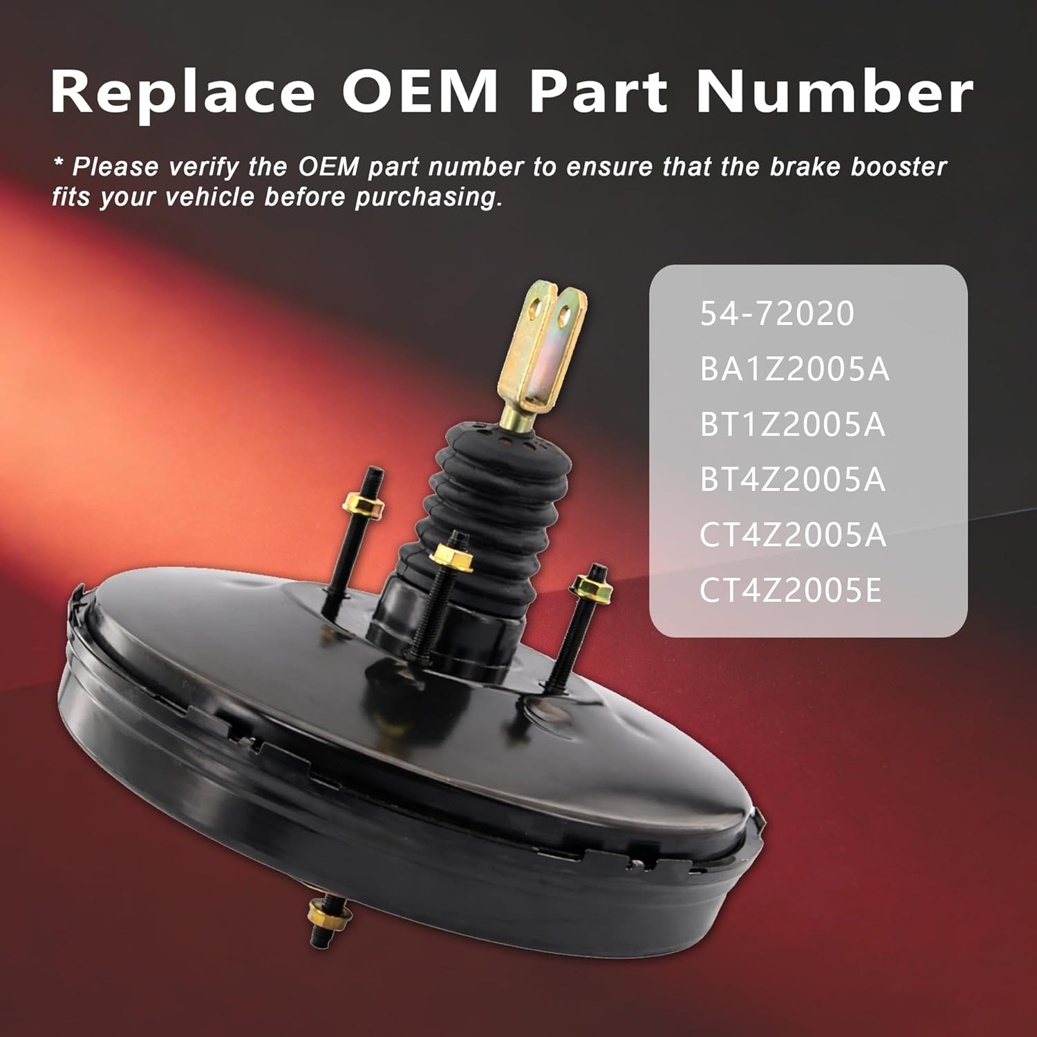 54-72020 Vacuum Power Brake Booster, Compatible with Ford Edge 2011-2014 Lincoln Mkx 2011-2015 3.5L V6 2.0L L4 LHD BA1Z2005Z BT4Z2005A, BXFBA-817