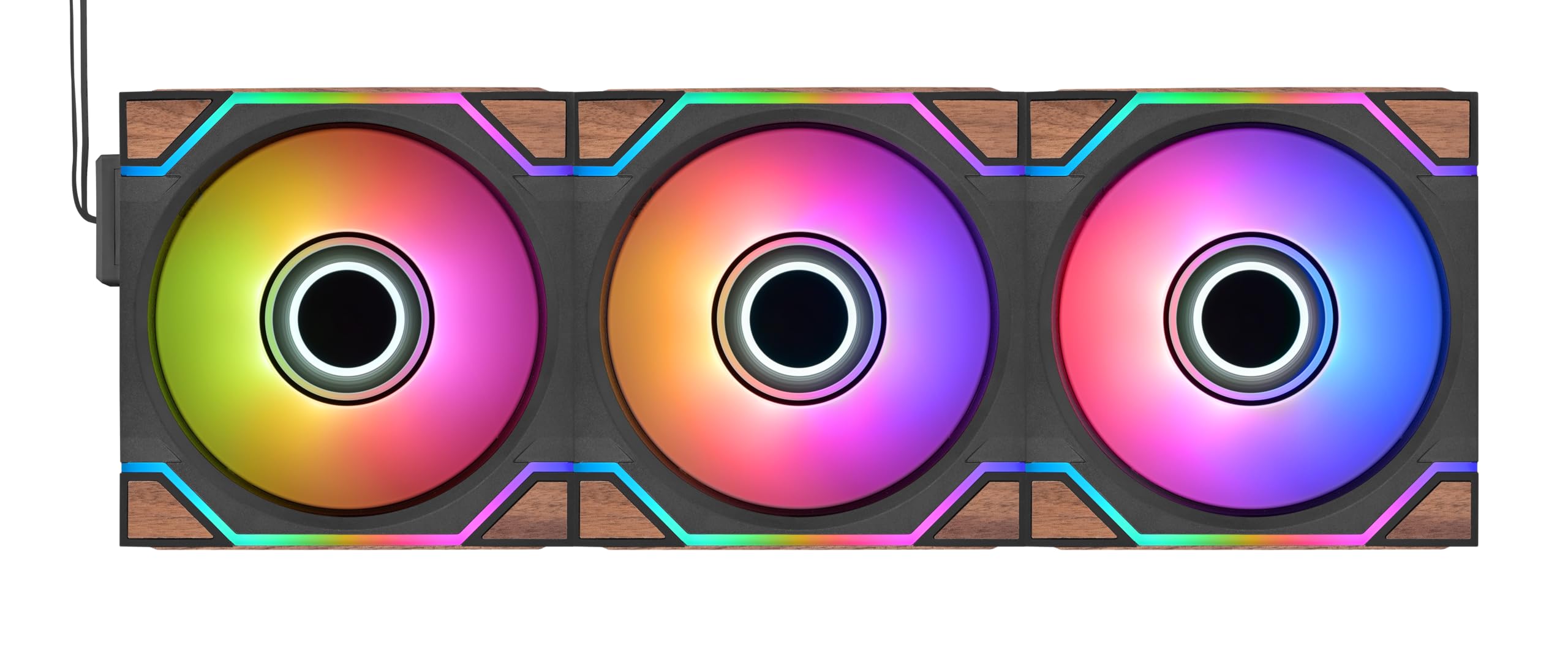 Thermaltake SWAFAN Infinity EX12 Wood ARGB Sync | Confezione da 3 | Ventole PC ARGB | MagForce 2.0 con fissaggio magnetico | Doppi Infinity Mirror | Pale della ventola intercambiabili | 120 mm | Nero