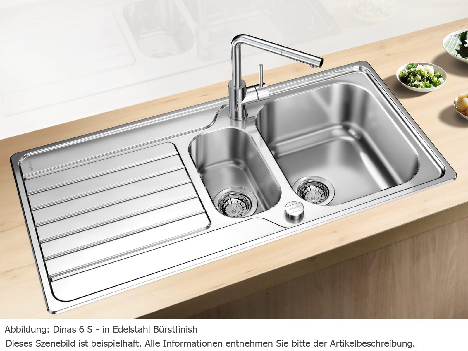 BLANCO DINAS 6 S Edelstahl Einbau von Oben reversibel 60 cm Unterschränke 100x50x20,4 cm