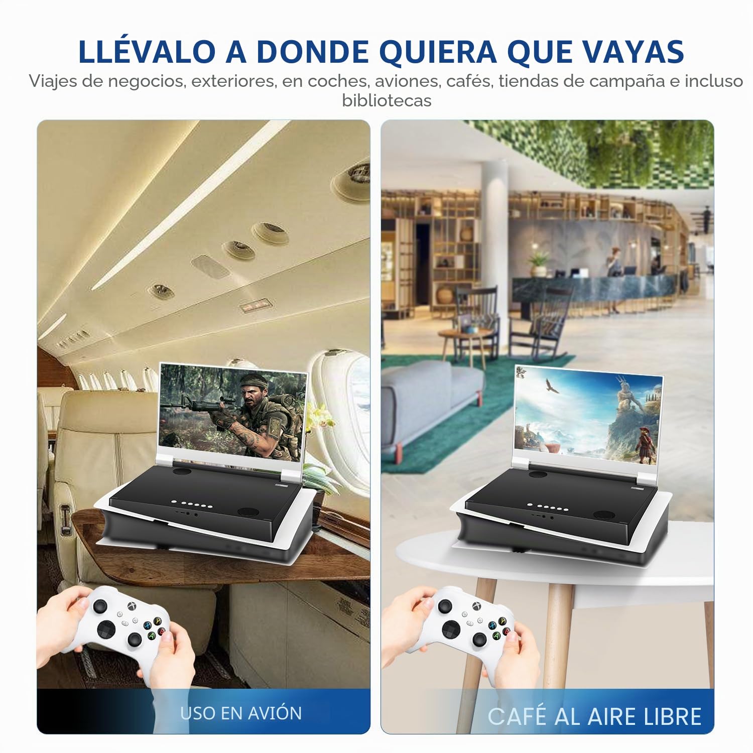G-STORY Monitor portátil para juegos de 14" IPS 4K 60Hz con integración para PS5 pro (PS5 pro no incluido) 3840×2160 con 2 puertos HDMI, FreeSync, 2 altavoces estéreo multimedia integrados