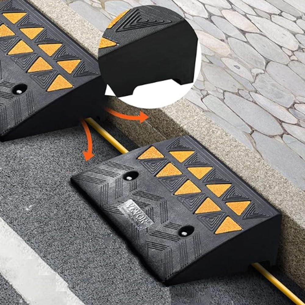 Rampe De Seuil Hauteur 8/11/16cm Rampes De Trottoir en Caoutchouc, Rampe Accès Fauteuil Roulant Antidérapante pour Voiture, Scooter, Vélo(50 * 28 * 8cm/20 * 8 * 3in)