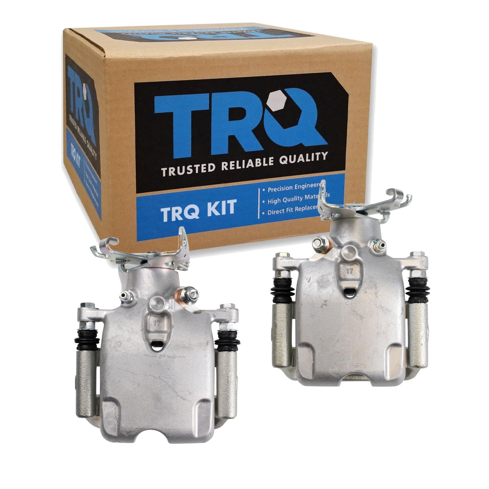 TRQ Rear Driver and Passenger Side Brake Caliper Set Caliper Brackets