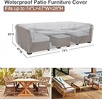 Vista 2 de Mrrihand - Juego de muebles de patio impermeable, funda para sofá modular para exteriores, resistente 600D, juego de mesa y silla, 74 pulgadas