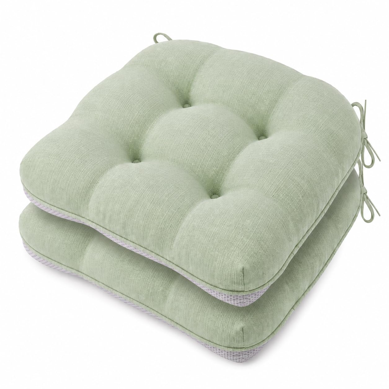 Battilo Dining Chair Cushions Set of 2, 15.5"x15.5"x4", Sage Green