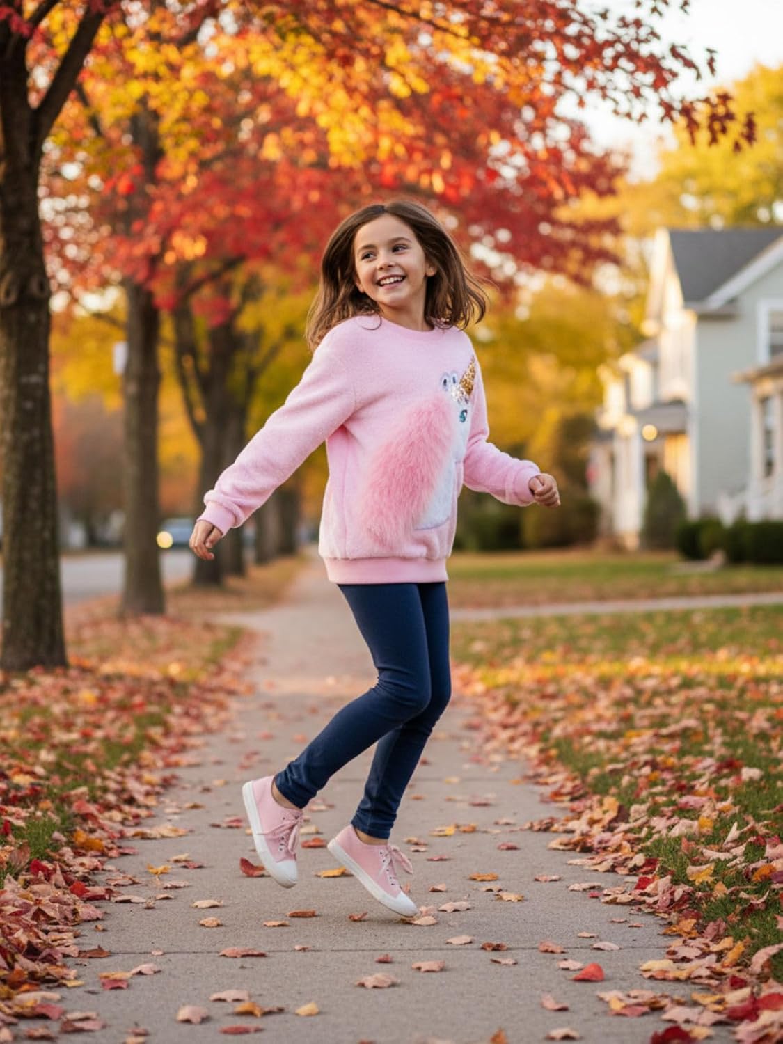 WELAKEN Girls Unicorn Fleece Sweatshirt Warm Long Sleeve Sherpa Crewneck Pullover Sweatshirts