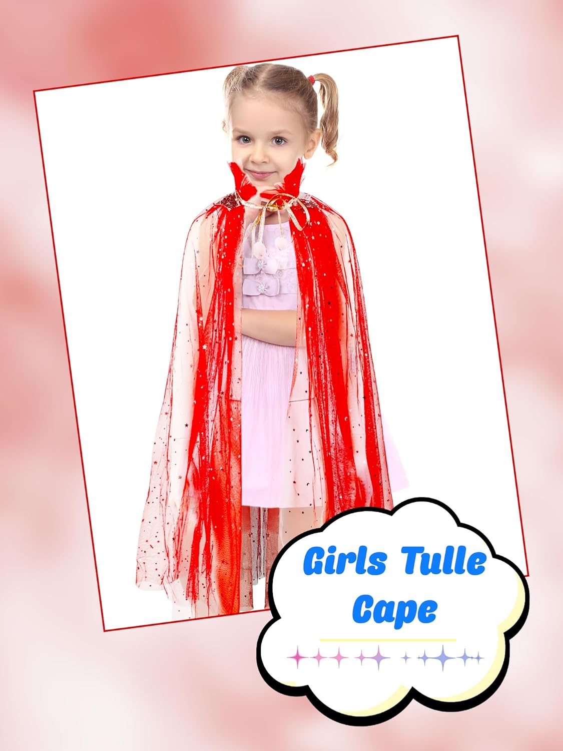 8 Pcs Kids Princess Cape Set Girls Fairy Tulle Princess Cloaks for Little Girls Cosplay Birthday Party Dressing Up, 8 ColorsCape - Image 4